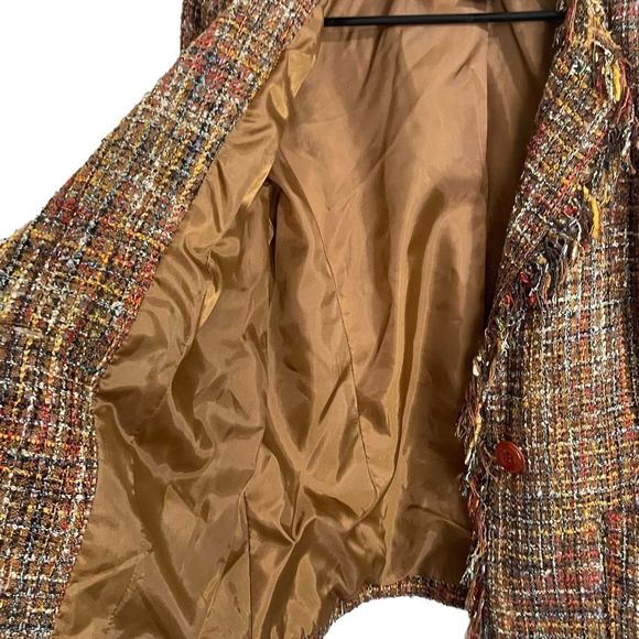 M.D.L. New York Tan Tweed Fringe Blazer - Picture 6 of 10